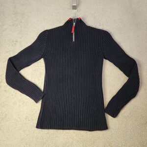 Gap Ribbed Mock Neck Pullover in Navy Blue - Zip neckline - Small